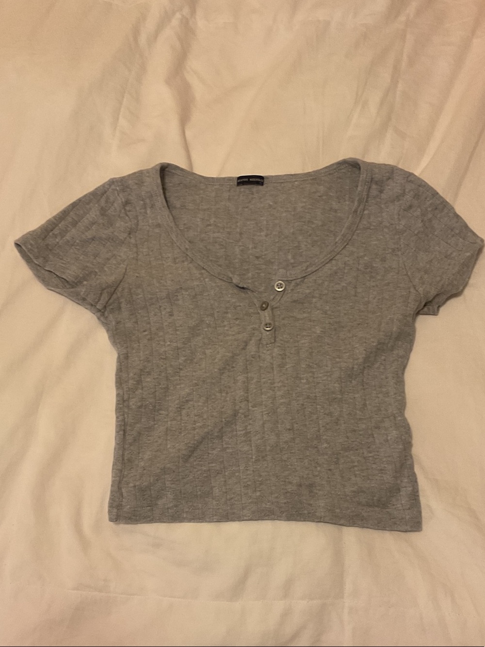 Brandy Melville Light Grey Zelly Top with Buttons